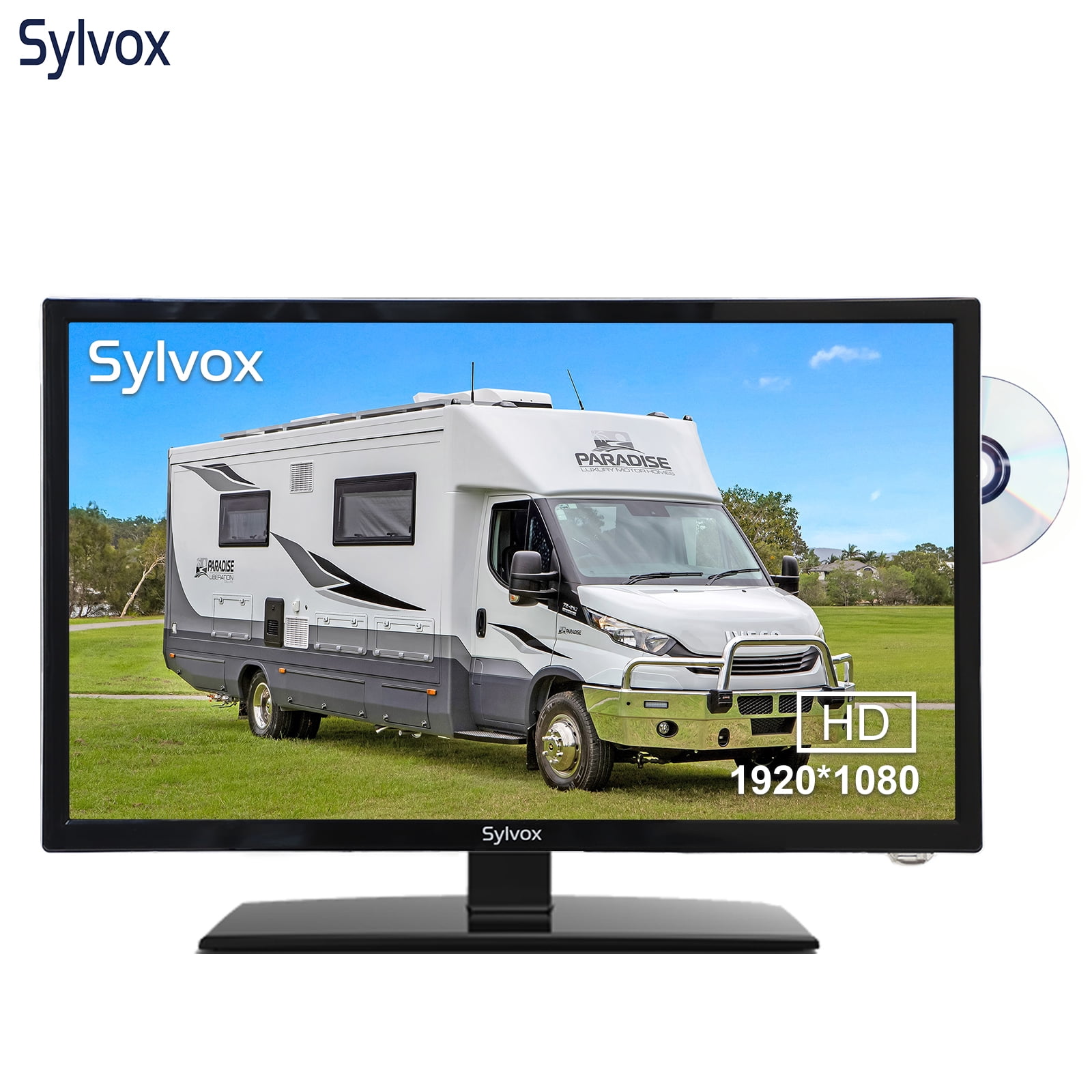 Sylvox 27 inch RV TV, 12 Volt TV with DVD Player, 1080P FHD Television  Built in ATSC Tuner, FM Radio, with HDMI/USB/VGA Input, 12V TV for RV