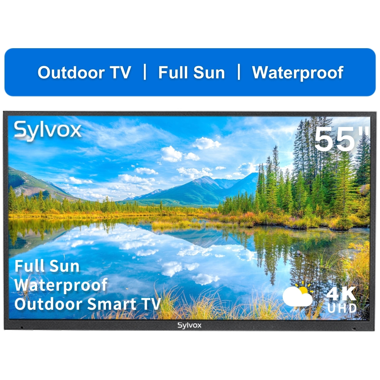 Sylvox 55 inch Full Sun Outdoor TV 2000 Nits 4K UHD LED Smart TV IP55 Waterproof TV (Pool Series) Sylvox 55 inch Full Sun Outdoor TV 2000 Nits 4K UHD LED Smart TV IP55 Waterproof TV (Pool Series)