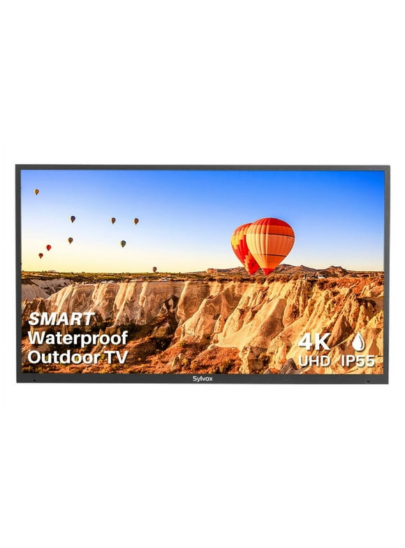 Sylvox 55 inch Outdoor Smart TV with TV Cover, 4K UHD TV for Partial Sun, IP55 Waterproof Outdoor Televisions