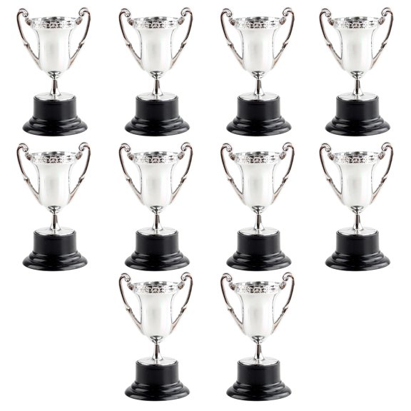 Sylvtty 10Pcs Mini Trophies Plastic Trophy Award Eye-catching Mini Desktop Trophy Ornaments for Party Favors Props