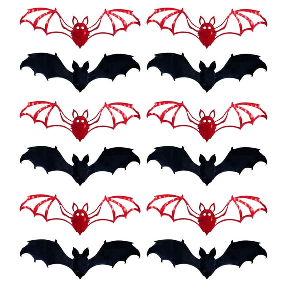 Sylvtty 12 Pcs Halloween Bat Wall Sticker Decorations Large Hollow Out Bats Wall Decals for Wall Glass Mirror Living Room Decor