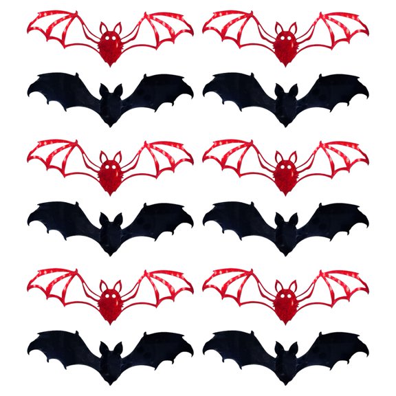 Sylvtty 12 Pcs Halloween Bat Wall Sticker Decorations Large Hollow Out Bats Wall Decals for Wall Glass Mirror Living Room Decor