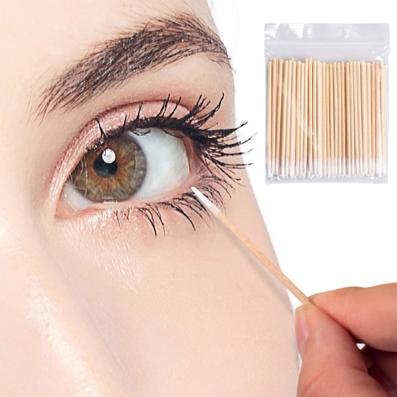Sylvtty 2 Bags 200Pcs Pointed Cotton Swab Easy to Use Disposable One-time Sharp Mouth Sturdy Makeup Tools Good Craftsmanship Tattoo Eyelash Extension Cotton Swab for Eyebrow