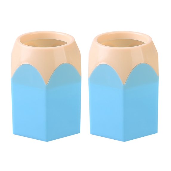 Sylvtty 2 Pcs Pencil Head Shape Pen Holder Desktop Pen Storage Box Multi-functional Makeup Brush Organizer for Classroom Home Office Supplies