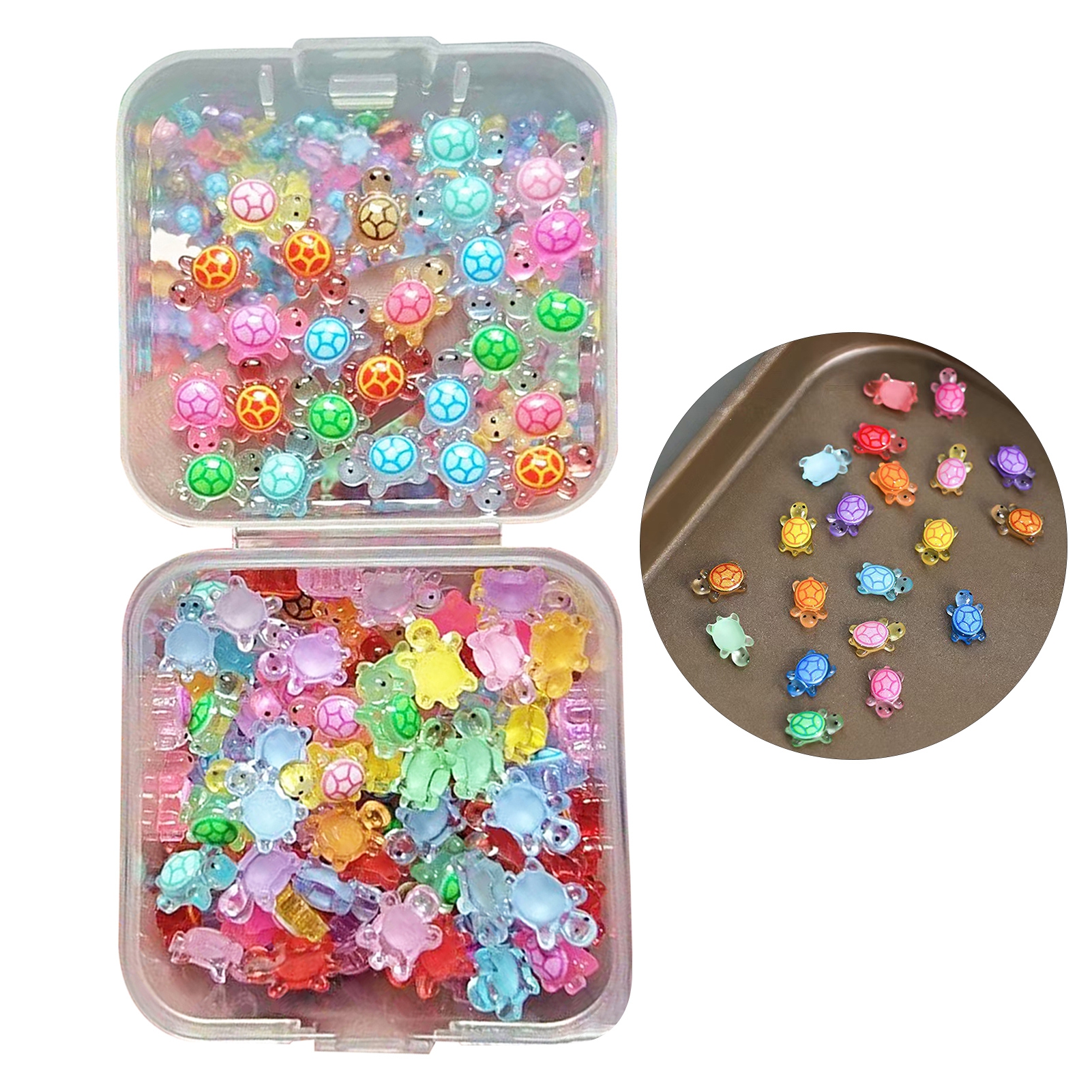 Sylvtty 200 Pcs Mini Resin Turtles Glow in The Dark Tiny Turtle ...