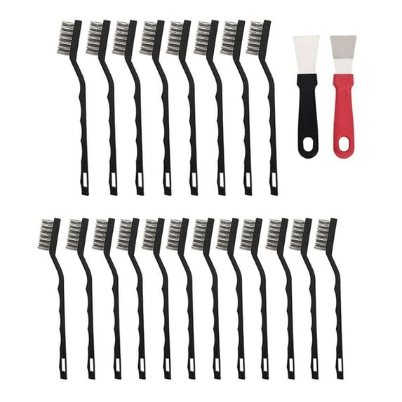 Sylvtty 22Pcs/Set Wire Brush Ergonomic Handle Stainless Steel Bristle Brush Rust Removal Cleaning Metal Parts Cleaning Tool