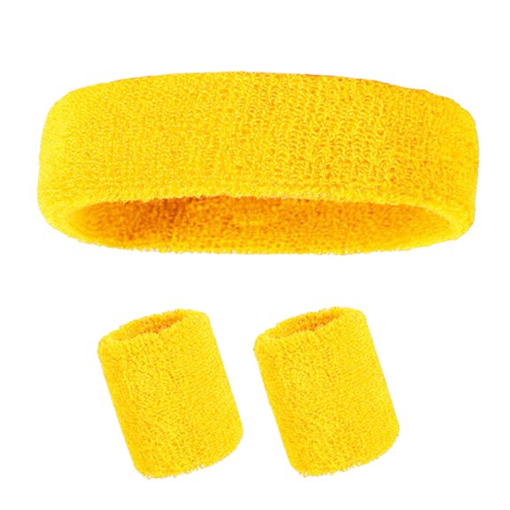 Sylvtty 3-Piece Sports Sweatband Set – Adjustable Headband & Wristbands, Soft Terry Cloth for Gym, Cycling, HIIT – Lightweight & Washable (Grey/Black/Blue)