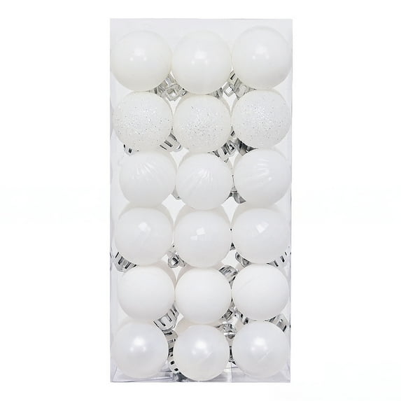 Sylvtty 36Pcs Mini Shatterproof Christmas Balls 3cm Diameter Shiny Matte Glitter Xmas Balls Plastic Ornament