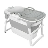 Sylvtty 39" Portable Folding Bathtub, Small Foldable Tub with Ergonomic Seat & Massage Roller, Large Collapsible Tub, Freestanding Surround Collapsible Tub, Effortless Foldable Bathtub