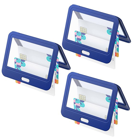 Sylvtty 3Pcs ID Badge Holder with Double-Sided Windows Horizontal Hard Transparent Plastic Case Office ID Card Protector