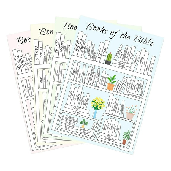 Sylvtty 4/8Pcs Christian Bible Book Stickers Bookshelf Display Bible Labels Easy to Use Bible Tracker Dashboard Sticker