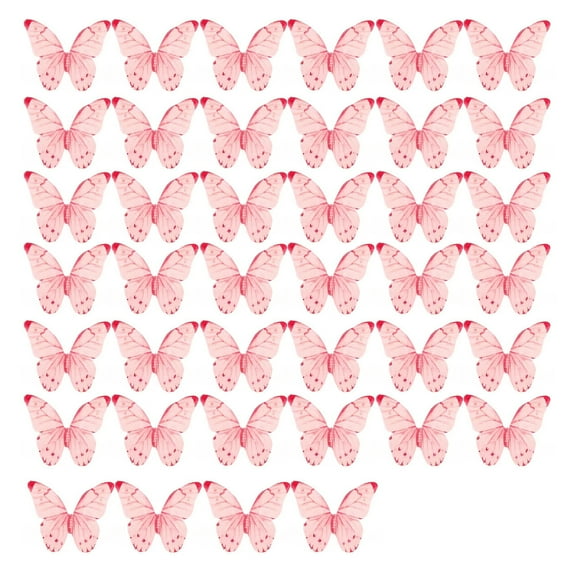 Sylvtty 40/48Pcs Cake Decoration Wafer Paper Flower Cake Toppers Edible Butterfly Flower Cupcake Decoration Birthday Party Accessories