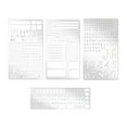 thumbnail image 1 of Sylvtty 4Pcs Metal Planner Stencil Set Rustproof Engraving Stencils for Journaling Scrapbooks Rulers Numbers Letters Decorative Shapes Templates for Beginners, 1 of 7