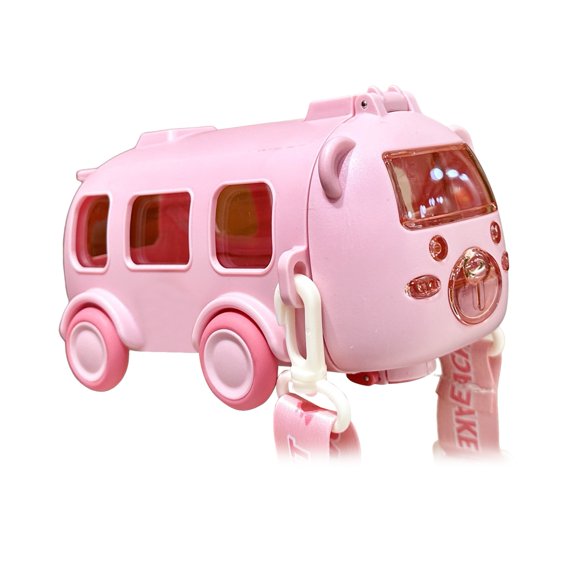 Sylvtty 500ML Cartoon Bus Water Cup with Straw BPA Free Sippy Cup Leakproof Seal Easy Cleaning Bite-Resistant Silicone Mouthpiece Drink Container for Home School Outdoor Travel Sports