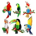 thumbnail image 1 of Sylvtty 6 Pcs Parrot Honeycomb Paper Cutouts Tropical Birds Honeycomb Decoration for Hawaiian Luau Tiki Summer Party Supplies, 1 of 7