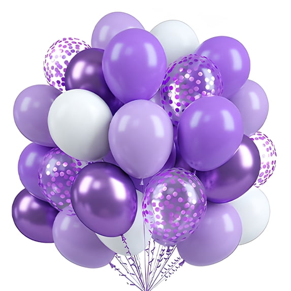 Sylvtty 60Pcs Party Balloons 12 Inch Metallic Latex Confetti Balloons with Ribbon for Birthday Party Baby Shower Wedding Decoration