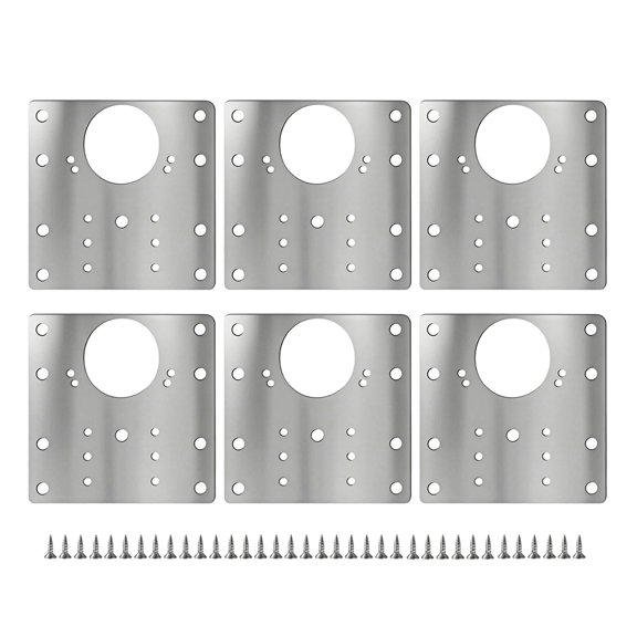Sylvtty 6Pcs Cabinet Hinge Repair Plate Kit Rust-Resistant Large Hinge Repair Board Door Hinge Repair Kit Plate with Mounting Screws