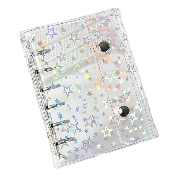 Sylvtty A6 Star Binder Cover Color-Changing PVC Notebook Cover with Reflective Design Transparent Spiral Planner Journal Sketchbook Accessories