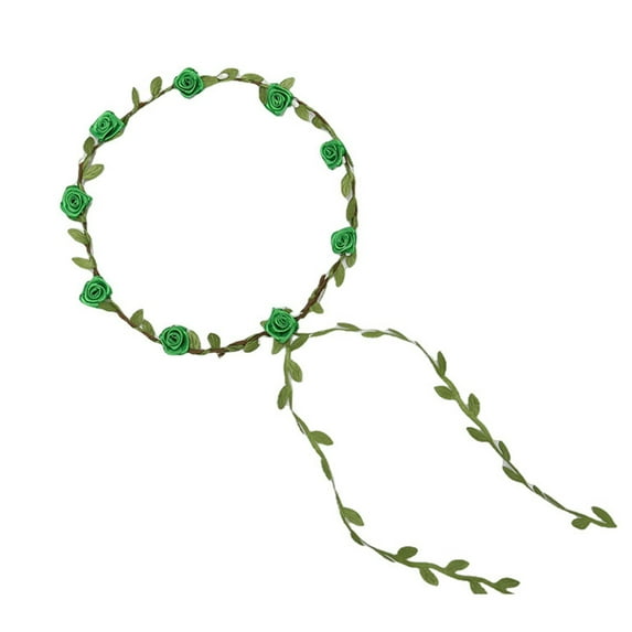 Sylvtty Assorted Colored Rose Flower Crown for Women Floral Bohemian Headpiece Fairy Wreath Headband with Green Leaves for Wedding Party Vacation Photography Props