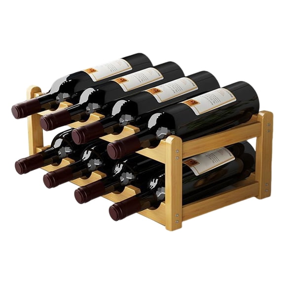 Sylvtty Bamboo Wine Rack Holder Bar Cabinets Stackable Storage Cube Tabletop for Champagne Multilayer DIY Assembled Natural Wood Bottle Holder for Kitchen Countertop