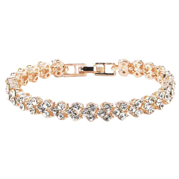 Sylvtty Chain Cubic Elegant Woman Zircon Rhinestone Inlaid Bangle for Daily Wear