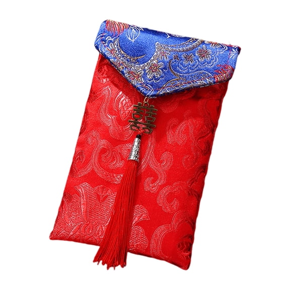 Sylvtty Chinese Red Envelope Embroidered Satin Cash Envelope Lucky Money Envelope Pocket for Wedding Spring Festival Banknotes Gift