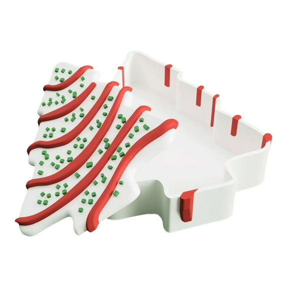 Sylvtty Christmas Tree Box Tree Shape Cake Storage Box Resin Food Storage Container Candy Snack Organizer Bins with Lid for Desktop Decor
