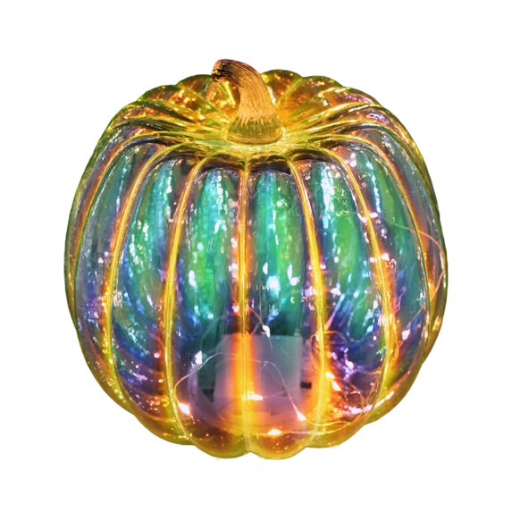 Sylvtty Glass Pumpkin Light Battery Operated LED Pumpkin Lantern Fall Lighted Pumpkin Table Centerpiece for Halloween Thanksgiving Home Decor