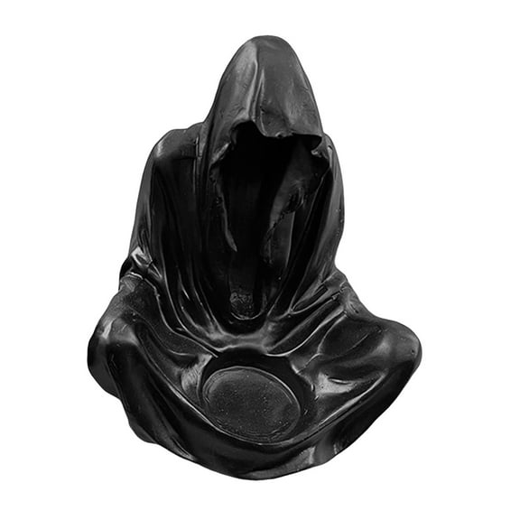 Sylvtty Grim Reaper Statue Gothic Crystal Ball Stand Bookshelf Decor Mysterious Creepy Wizard Robe Sculpture for Halloween Home Decor