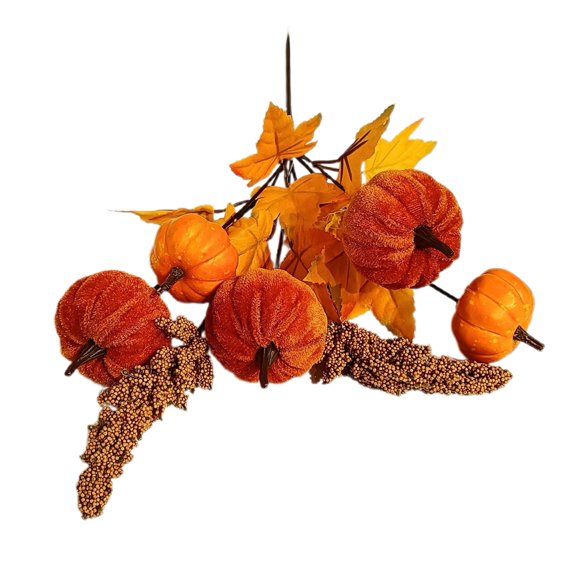 Sylvtty Halloween Artificial Pumpkin Branches Faux Fall Pumpkin Bouquet Fake Pumpkin Maple Leaf Picks for Harvest Thanksgiving Floral Arrangement Tabletop Centerpiece