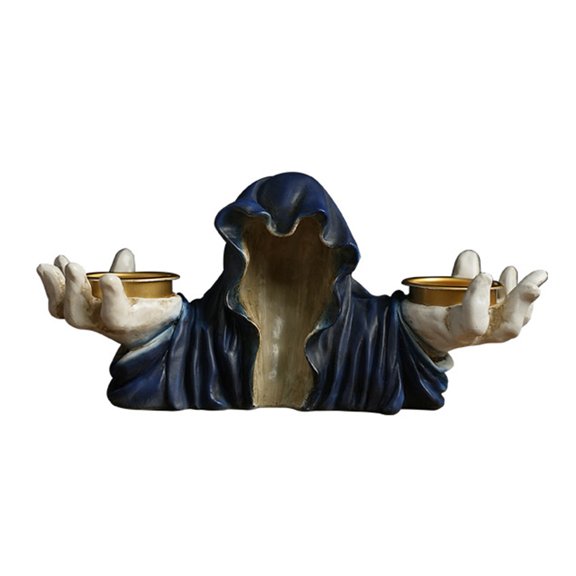 Sylvtty Halloween Grim Reaper Candle Holder Gothic Grim Reaper Statue Resin Candlestick Desktop Decoration for Halloween Home Decor
