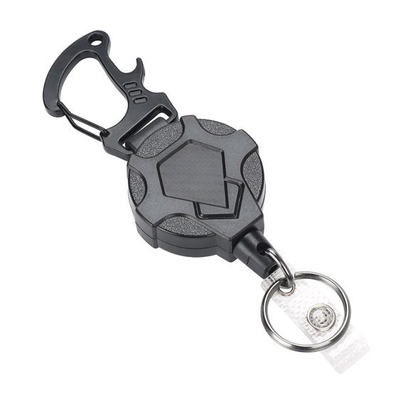 Sylvtty Heavy Duty Retractable Keychain with Magnetic Closure Tactical ID Badge Holder Reel Carabiner Clip Easy-pull Buckle
