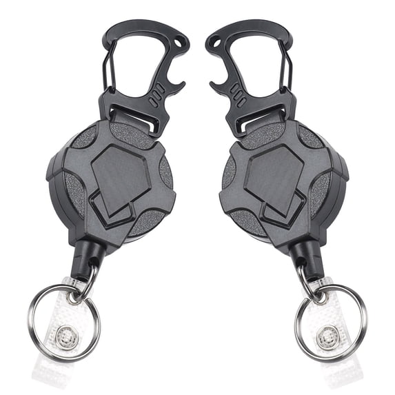 Sylvtty Heavy Duty Retractable Keychain with Magnetic Closure Tactical ID Badge Holder Reel Carabiner Clip Easy-pull Buckle
