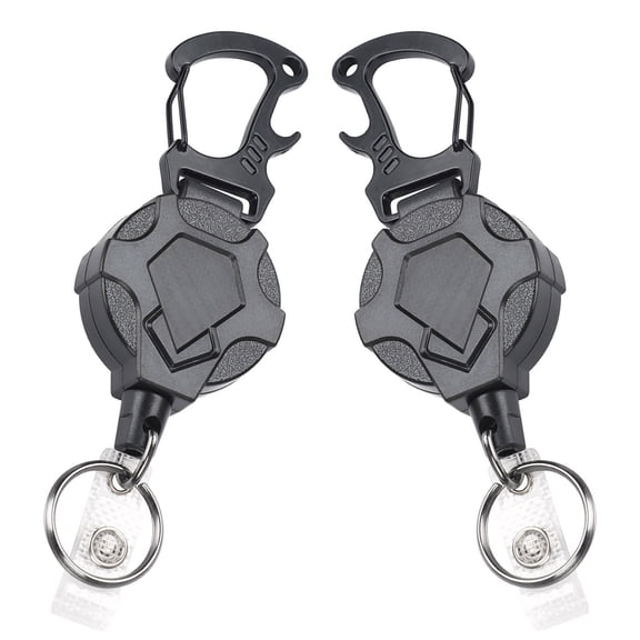 Sylvtty Heavy Duty Retractable Keychain with Magnetic Closure Tactical ID Badge Holder Reel Carabiner Clip Easy-pull Buckle