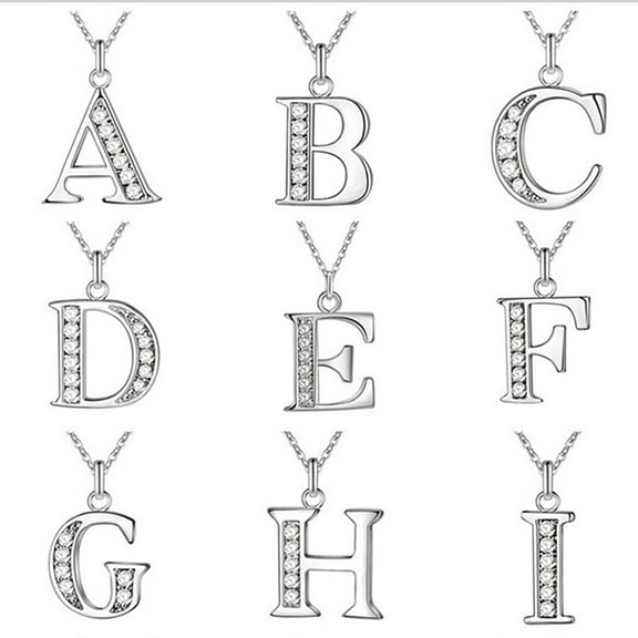 Sylvtty Initial Necklace 26 Letters Rhinestones Unisex Exquisite Electroplated Necklace for Mothers Day