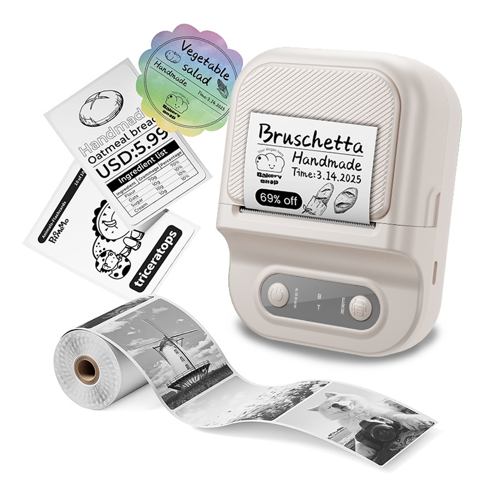 Sylvtty Label Maker Machine Portable Thermal Label Printer Bluetooth-compatible Mini Label Printer with Tape for Small Business Home School Office Barcode Address