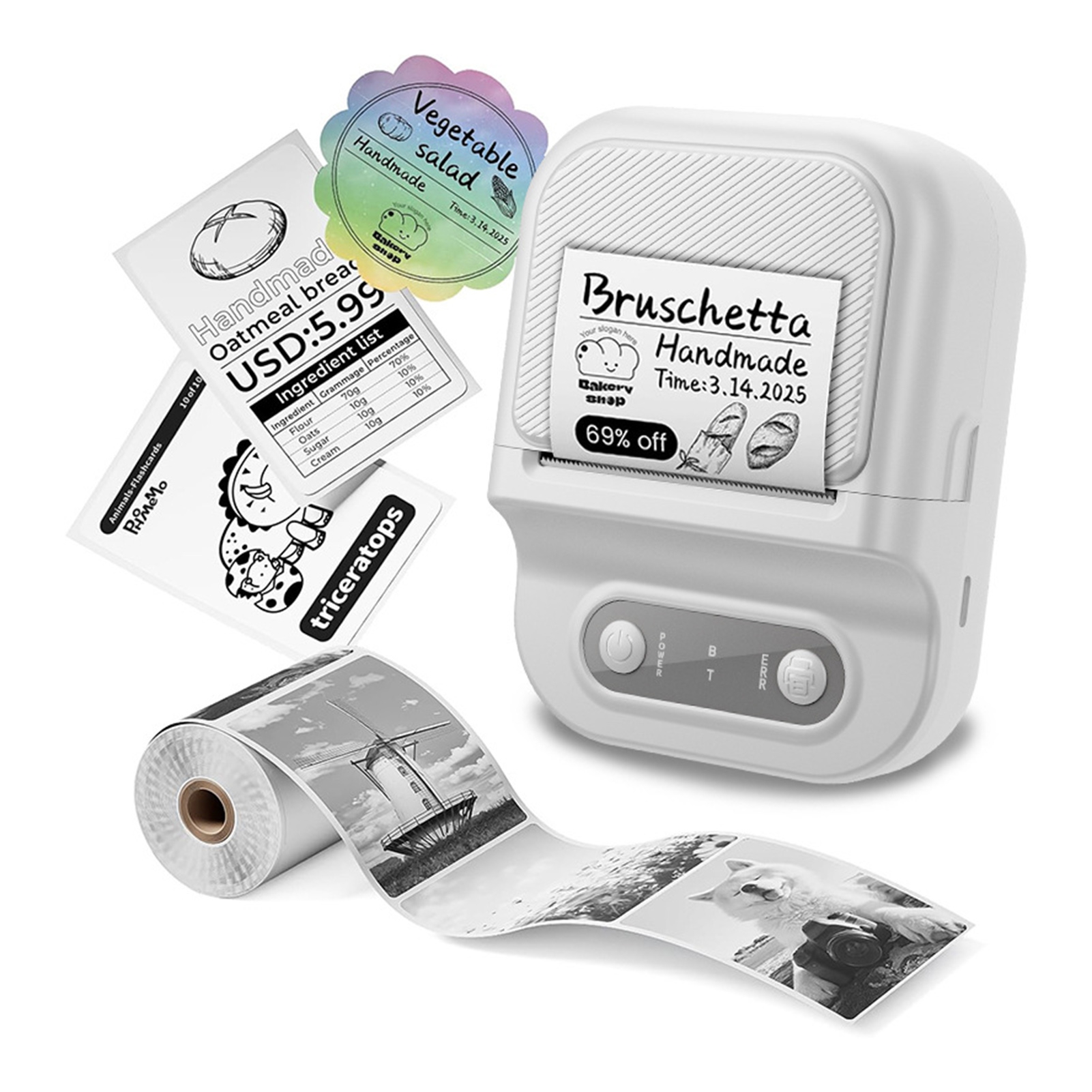 Sylvtty Label Maker Machine Portable Thermal Label Printer Bluetooth-compatible Mini Label Printer with Tape for Small Business Home School Office Barcode Address