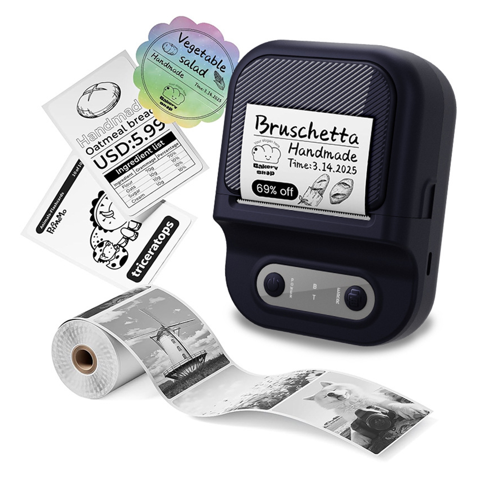 Sylvtty Label Maker Machine Portable Thermal Label Printer Bluetooth-compatible Mini Label Printer with Tape for Small Business Home School Office Barcode Address