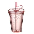 thumbnail image 1 of Sylvtty Leak-proof Iced Coffee Cup Reusable Straight Pipette Cup with Built-in Straws Double Wall Insulated Iced Coffee Tumbler Cartoon Drinking Cup, 1 of 6