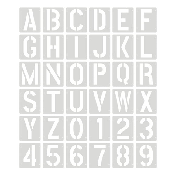Sylvtty Letter Stencils And Numbers PET Reusable Templates for DIY Art Crafts 26 Letters 10 Numbers Comprehensive Stencil Set for Wood Fabric Signage Cake Decorating