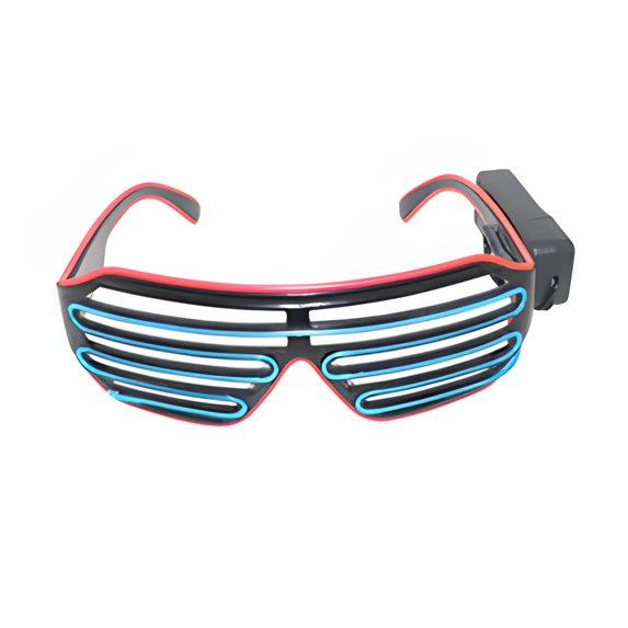 Sylvtty Light Up Neon Rave Glasses Flashing Shutter Glasses El Wire LED Sunglasses Glowing DJ Costumes for 80s Parties Music Festival