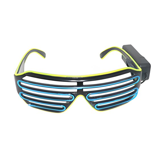 Sylvtty Light Up Neon Rave Glasses Flashing Shutter Glasses El Wire LED Sunglasses Glowing DJ Costumes for 80s Parties Music Festival