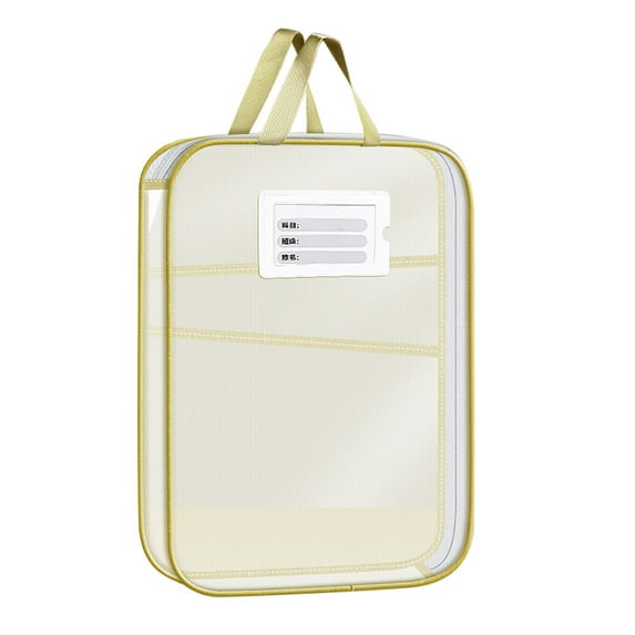 Sylvtty Mesh Zipper Pouch File Bag A4 Letter Size 3-Layer Transparent File Bag with Handle Document Organizer for School Travel Office