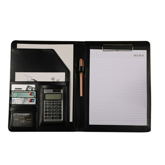 Sylvtty Multifunctional File Folder A4 Document Clipboard Folder with Calculator Pen Slot Card Holder Portfolio Folder with Documents Clip for Business Office