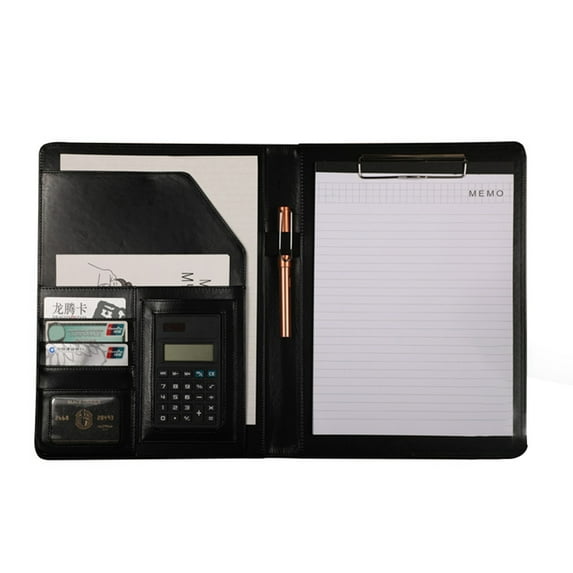 Sylvtty Multifunctional File Folder A4 Document Clipboard Folder with Calculator Pen Slot Card Holder Portfolio Folder with Documents Clip for Business Office