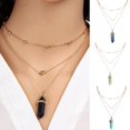 thumbnail image 1 of Sylvtty Necklace Hexagonal Rhomboid Faux Crystal 3 Layers Women Heart Beads All Match Choker for Wedding, 1 of 8