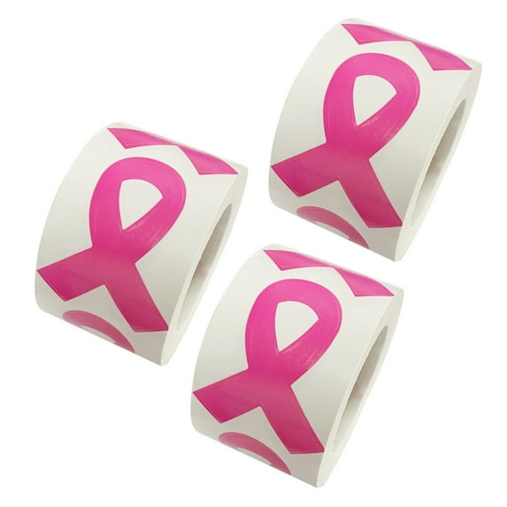 Sylvtty Pink Ribbon Stickers Breast Cancer Awareness Stickers Self-adhesive Ribbon Design Stickers for Fundraisers Groups Charity Events