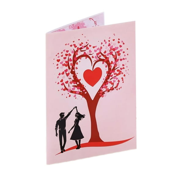 Sylvtty Pop Up Love Card 3D Love Hearts Tree Couple Card Valentine's Day Love Greeting Card Wedding Anniversary Gift for Her Him