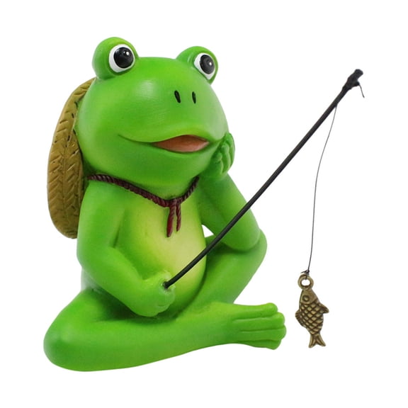 Sylvtty Resin Fishing Frog Figurine Garden Decor Planter Frog Statue Mini Frog Sculpture for Home Outdoor Indoor Fairy Garden Decor