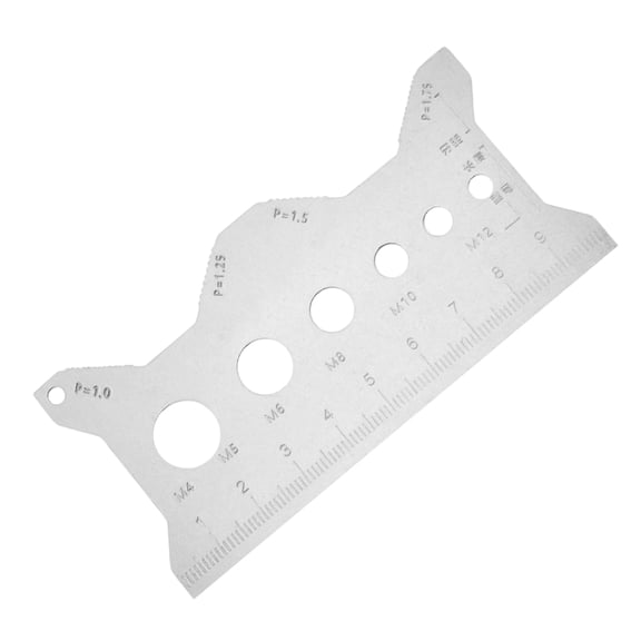 Sylvtty Screw Measuring Ruler with Thread Recognizer Lightweight Compact Bolt Length Checker Stainless Steel Bolt Size Tool